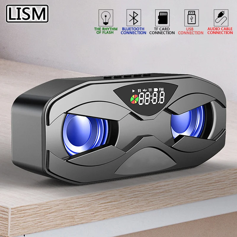 

M8 Cool Robot Design Bluetooth Speaker LED Rhythm Flash Wireless Loudspeaker FM Radio Alarm Clock TF Card Support Subwoofer