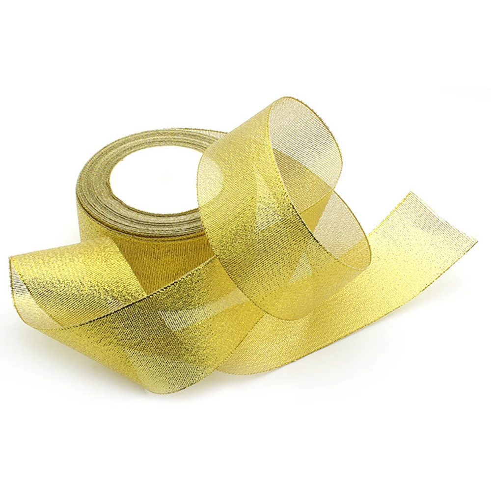 Gold and Silver Ribbon 25 Yard/22M Metallic Luster Wedding Christmas Decoration DIY Wedding Card Gift Wrapping