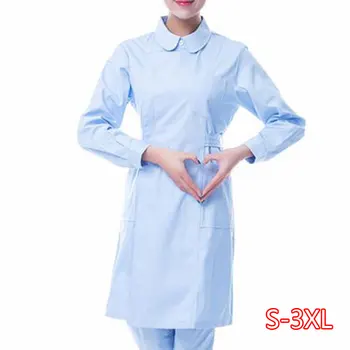 

Woman White Blue Nurse Medical Hospital Uniform Beauty Salo Clinic Work Wear Full/Short Sleeve Scrub Lab Coat Medical Robe