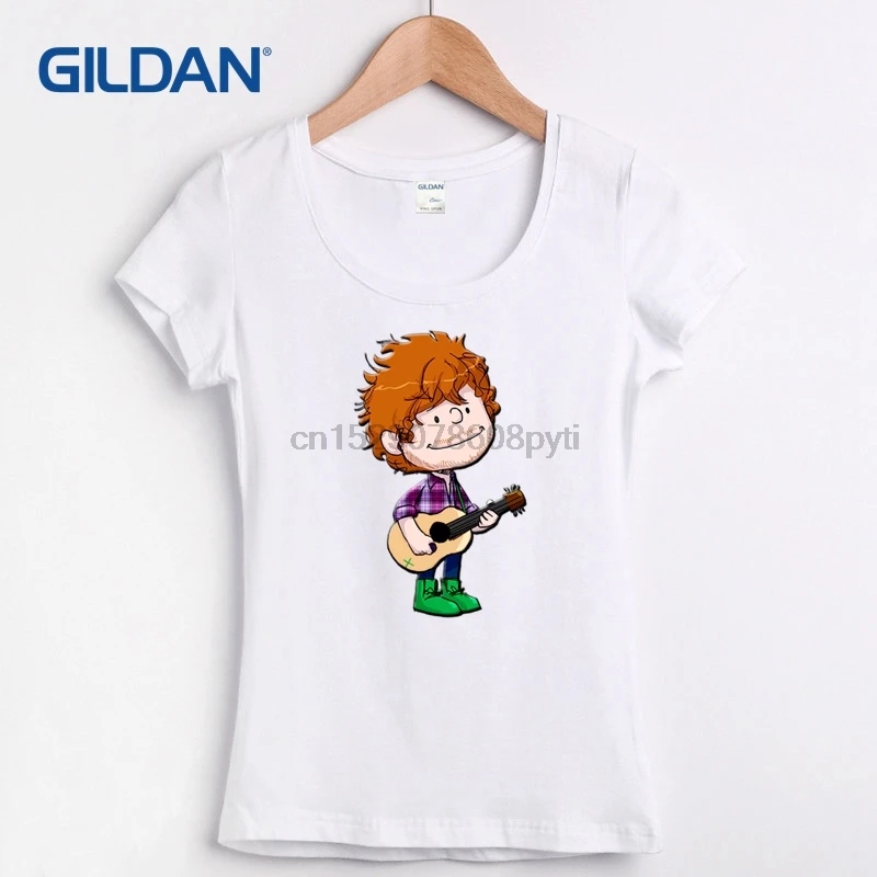 

Navy Womens Tee Shirt 2019 Cute Cartoon Ed Sheeran I See Fire Casual T Shirt Hip Navy Blue T Shirt Womens 100% Cotton Uniform
