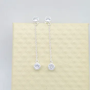 

Sterling silver 925 classic fashion double zircon ladies earrings jewelry holiday gift