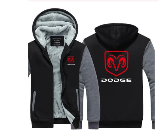 Мужская толстовка с капюшоном на молнии зимняя Толстовка Dodge длинным рукавом