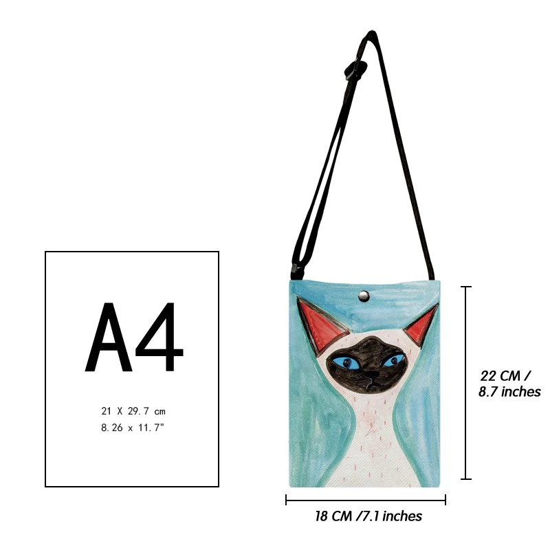 Creative Abstract Cat Painting Handbag Shoulder Bags Women Ladies Casual Mini Messenger Bag Crossbody Phone Bag Pouch Gift