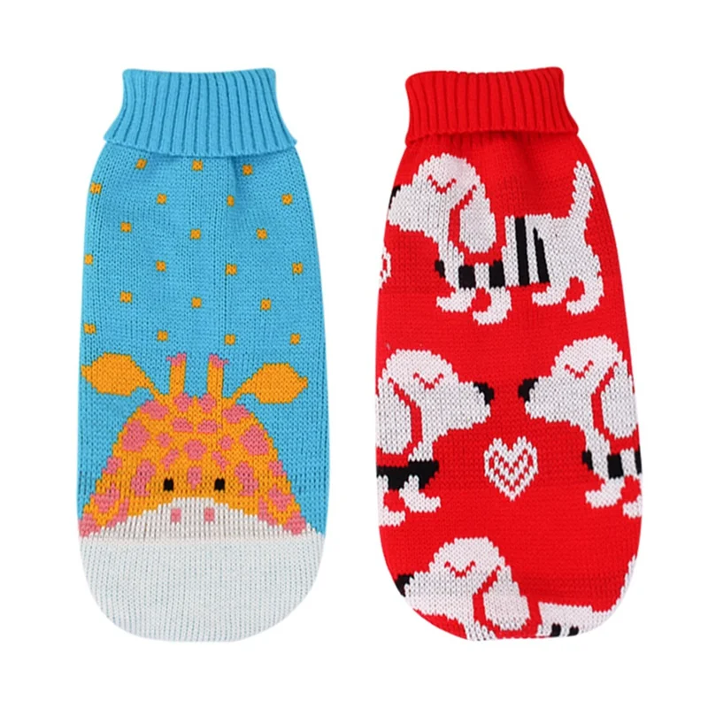 

Pet Knitted Sweater Dogs Autumn And Winter Outfits Puppy Warm Outfits Small And Medium Dogs Cartoon Knitted Clothes