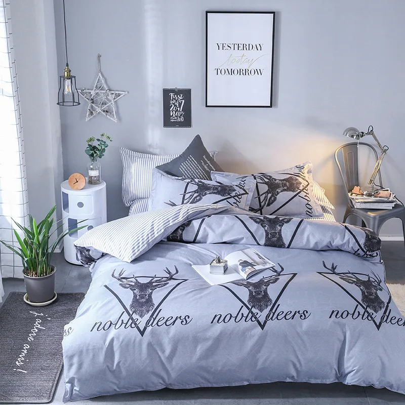 

Cotton Four-piece New Student Dormitory Three-piece Linen Quilt Cover Home Textile Bedding Pillowcase Soft And Comfortable