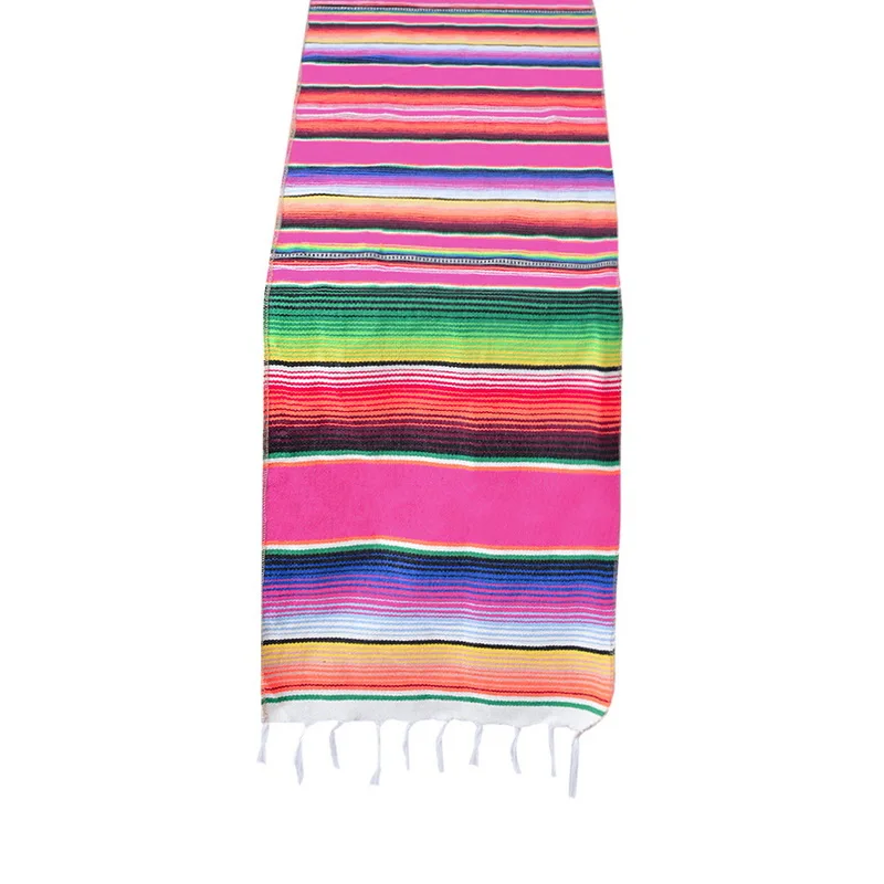 14x84inch 14x84 дюймов Мексиканская Serape настольная дорожка тканевая крышка бахрома хлопчатобумажная скатерть для мексиканских скатерти вечерние свадебные украшения - Цвет: 14x84inch