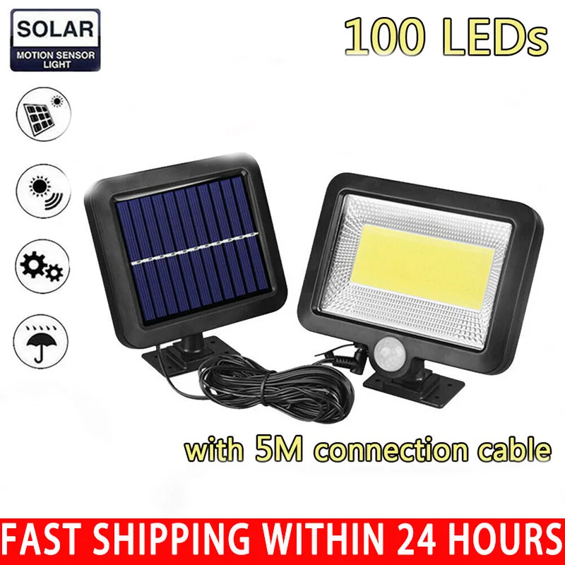 1 шт. 100LED 30W Солнечная лампа движения Сенсор Водонепроницаемый для дома и сада на