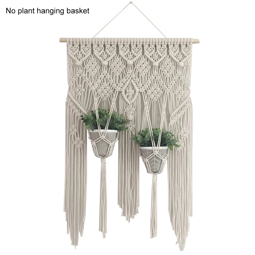 

Wall Macrame Bohemian Hand-woven Tapestry Hanging Basket DIY Net Bag Hotel Courtyard Living Room Decoration Macrame Plant Hanger