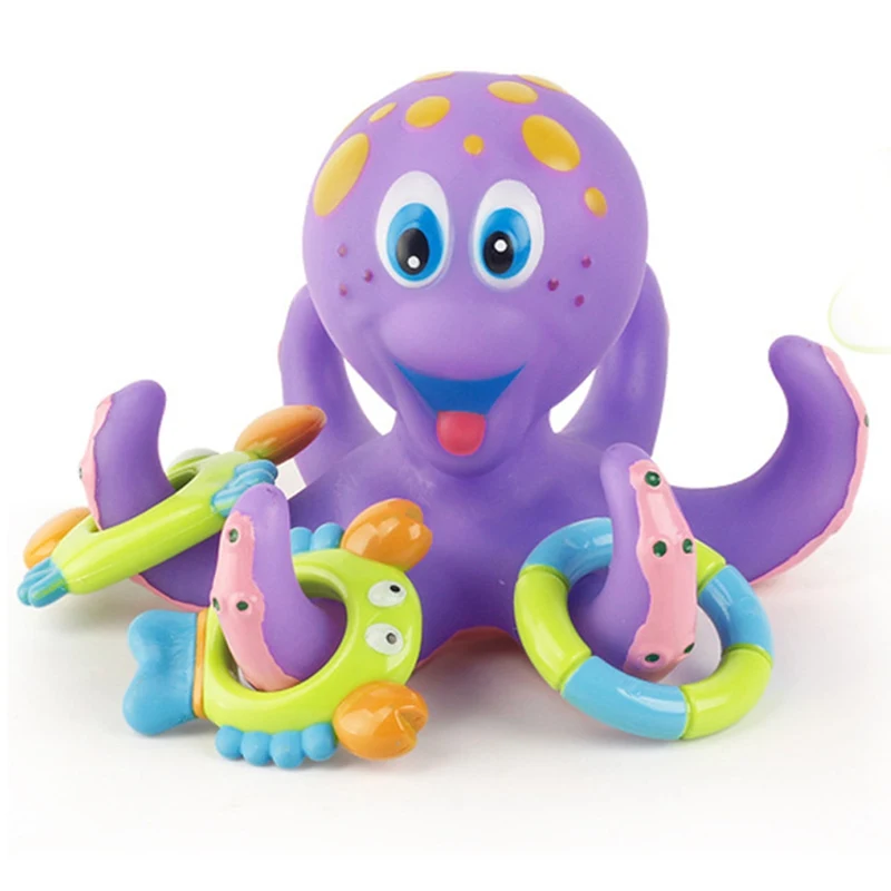 

6 Pcs/Set Cute Octopus Matching Shower Toy For Baby Kids Funny Floating Ring Play Tub Bath Pool Playing Toy Children Gifts