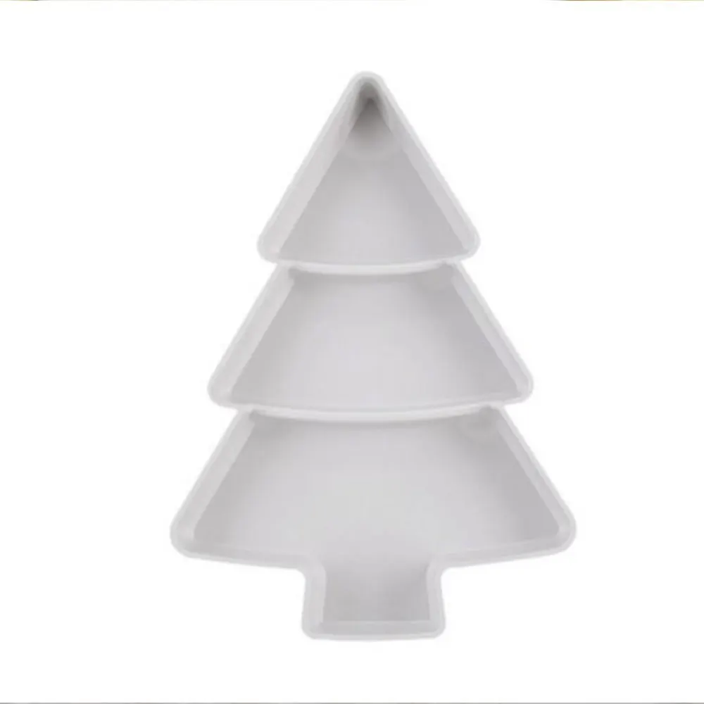 White Прочный лоток для закусок, пластиковый, 3 сетки, новогодний поднос для фруктов, прочная тарелка для орехов, многофункциональная форма для рождественского подарка - Цвет: White