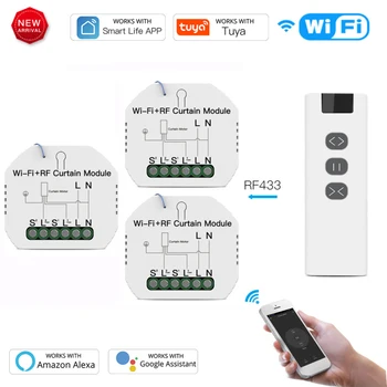 

Smart Home WiFi DIY RF433 Roller Blind Shutter Curtain Switch Module Tuya APP Voice Control Remote Works With Google Home Alexa