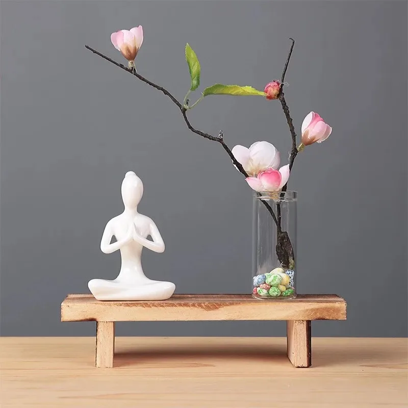 Керамическая фигурка Йога стеклянная ваза для цветов Zen Современная осанка