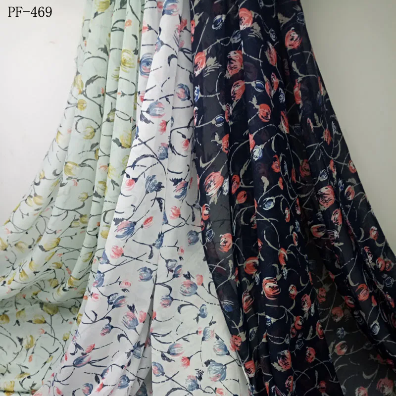 

Chiffon Fabric 75D Chiffon Printed Fabric Summer Dress Fabric Vertical Transparent Fabric