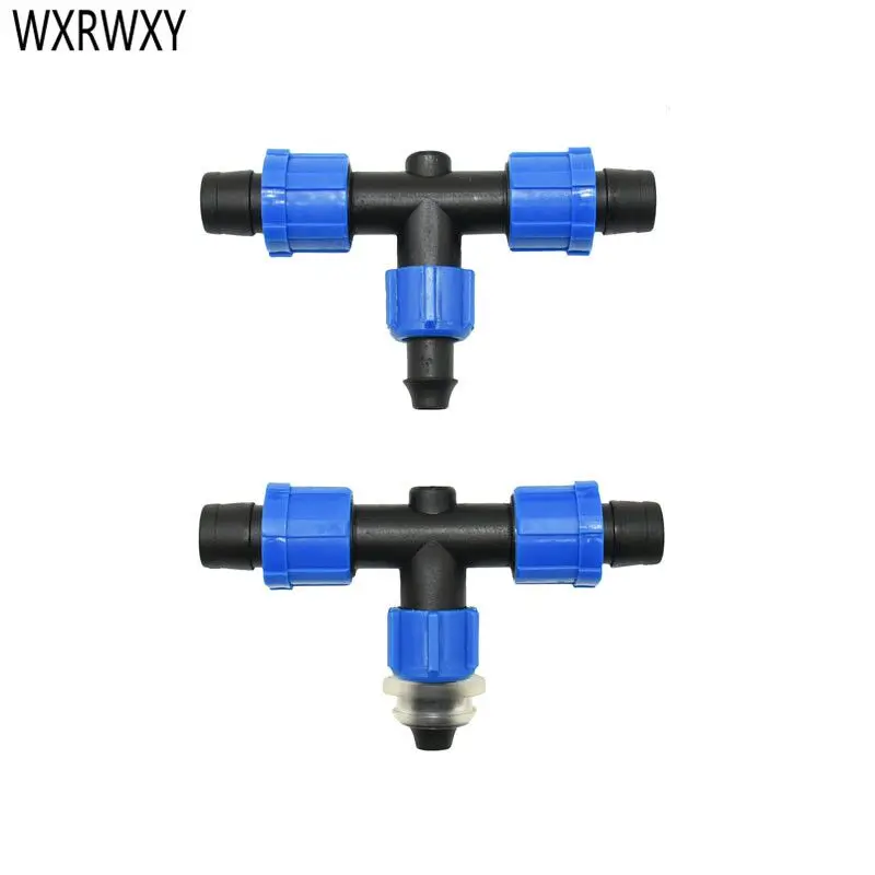 

Greenhouse 16mm drip tape tee water splitter irrigation drip with tape tee double way connector screw Lock Nut 20 pcs