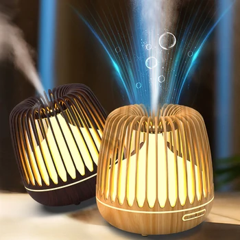 

Electric Humidifier Essential Aroma Oil Diffuser Ultrasonic Wood Grain Air Humidifier USB Mini Mist Maker LED Light For Home