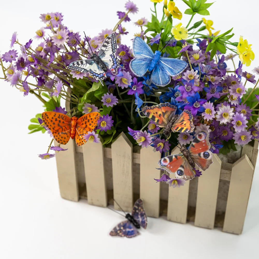 Simulacióncon Plumas Pintadas Decorazione Di Mariposas Pila Decorazione Di Terraza E Talcón Decorazione Del Giardino Farfalla