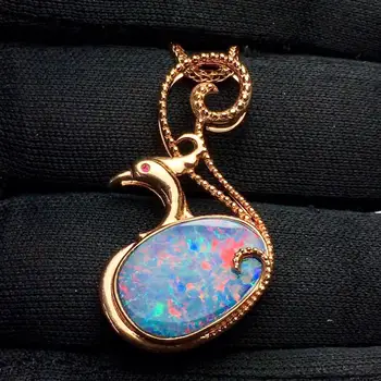 

Fine Jewelry Pure 18K Rose Gold AU750 100% Natural Australia Origin Precious Opal 5.3ct Pendants for Women Fine Necklace