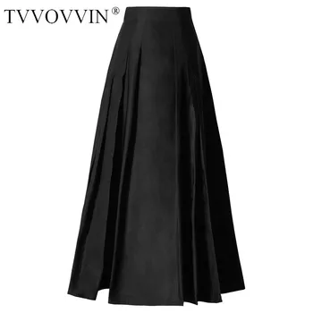 

Loose High Waist Black Brief Stitch Pleated Temperament Half-body Skirt Women Fashion Tide Spring Autumn 2020 736A