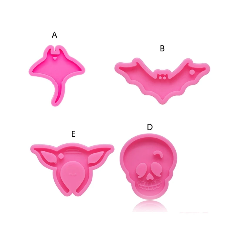 

DIY Halloween Bat Skull Keychain Silicone Mold with Hole for DIY Candy Desserts Pendant Peace Mark Resin Mold Craft Tool