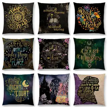 

Golden Flowers Reading Books Beautiful Language Gorgeous Words Cushion Cover