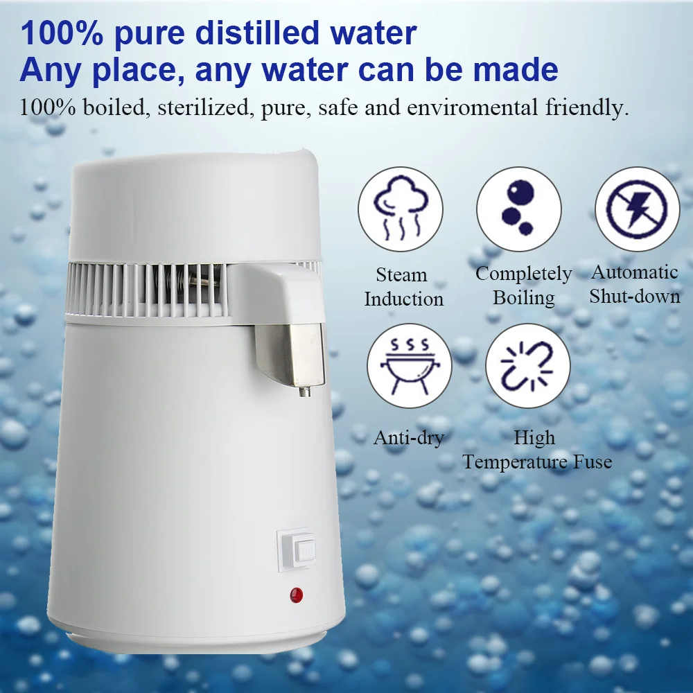 110V/220V Distilled Water Machine Safe Health Water Distiller Stainless Steel Household/Commercial/Lab Use Water Distiller
