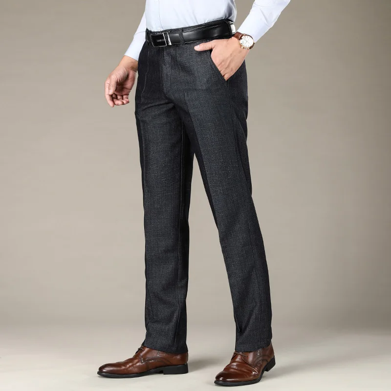 Осенние мужские брюки деловые повседневные штаны высокого качества против морщин стильная одежда для мужчин прямые брюки от костюма свободные