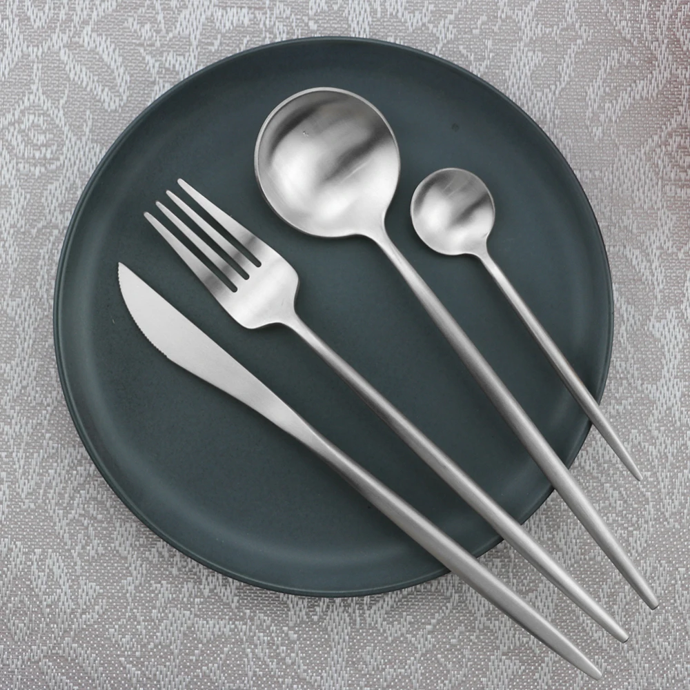 4pcs silver Вилка для столовых приборов из нержавеющей стали набор совок белая Золотая посуда набор столовые приборы кухонные принадлежности Западная Посуда - Цвет: 4pcs silver