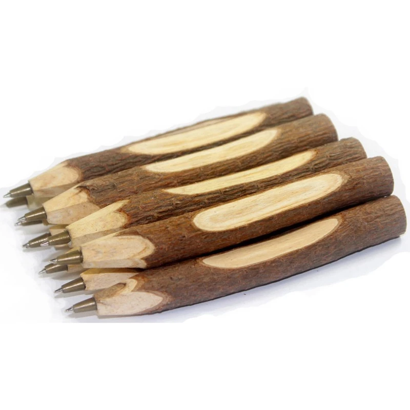

10Pcs Vintage Handmade Wooden Ballpoint Pen, School Supplies, Branch Ballpoint Pens Stationery Gift