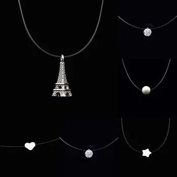 

Sale Women Transparent Fishing Line Necklace Invisible Chain Necklaces pendants Rhinestone Choker Necklaces Collier Femme