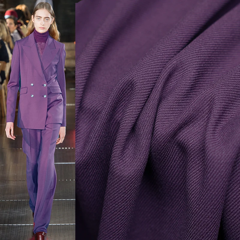 Перламутровые шелковые фиолетовые эластичные камвольные шерстяные ткани материалы для одежды осенние женские брюки костюмы швейная ткань портной