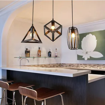 

Nordic Pendant Lights Modern Industrial Vintage Iron Art Minimalist Loft Cage Hanging Ceiling Lamp Kitchen Bar for E27 LED Bulb