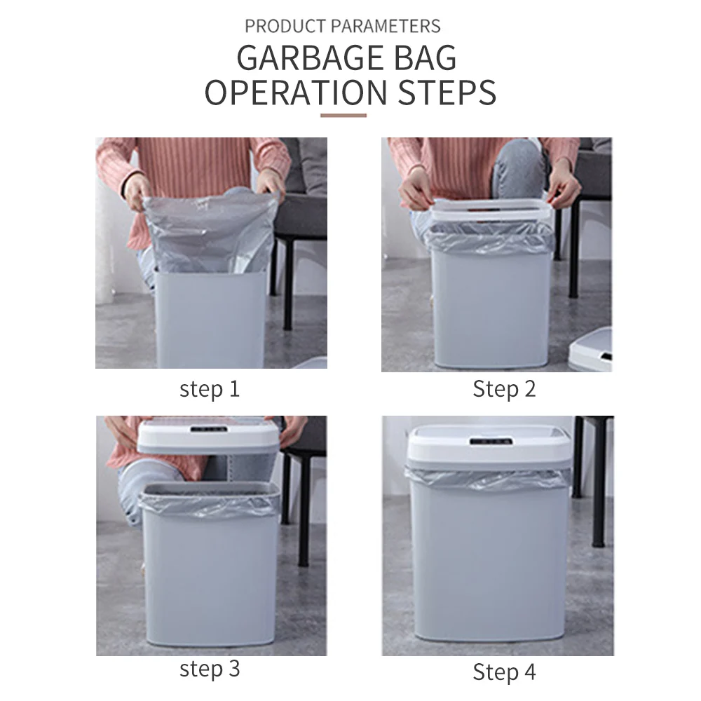 

SOLEDI 3 Color Creative Induction Dustbin Touchless Large Capacity Household Automatic Smart Trash Can Electric Waste Bins 15L