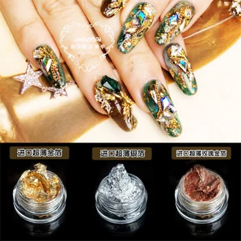 

Gold Silver Irregular Aluminum Foil Paper Nail Art Sticker 3D DIY Manicure UV Gel Polish Nail Decoration Tools / 500pcs