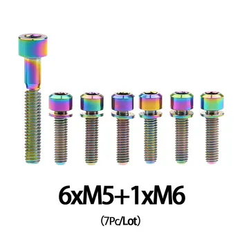 

Xingxi 7Pcs 1*M6X35mm & 6*M5x16 18 20mm Titanium Bolt Bicycle Stem with Washer Ti Screws For Bike Riding Accessory Parts