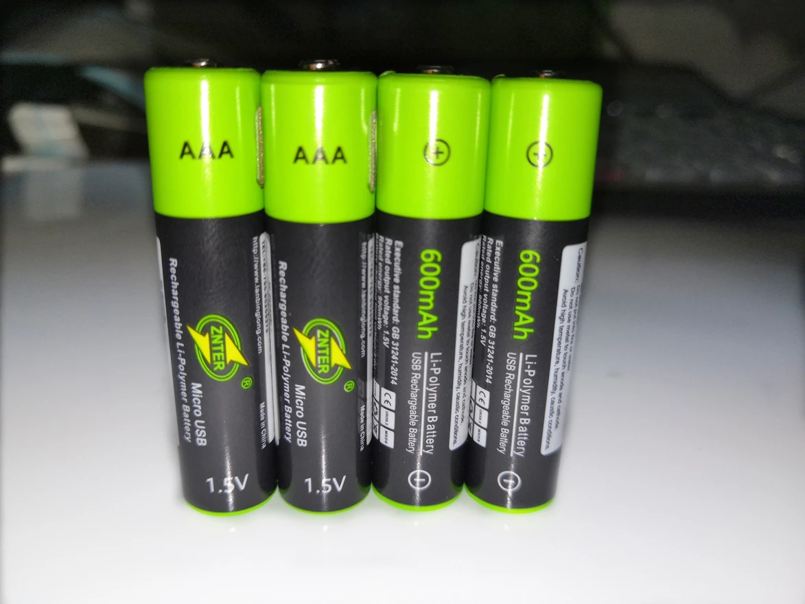 Bateria Recarregável do Polímero do Lítio do Znter-usb 1.5v Aaa 600mah Brinquedo - Image 3