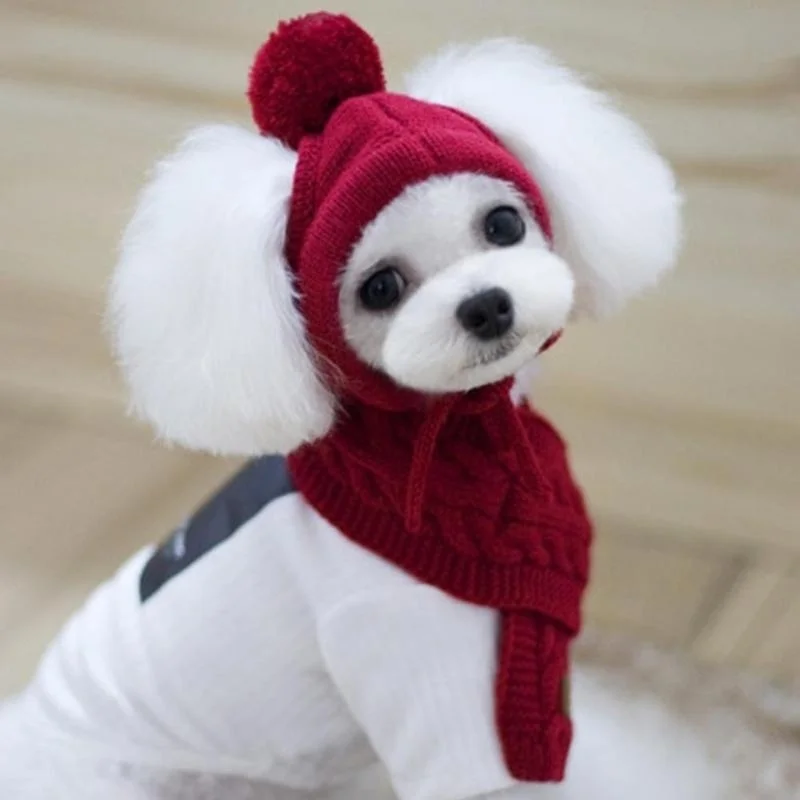 Hat for Dogs Winter Warm Stripes Knitted Hat