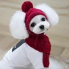 Hat for Dogs Winter Warm Stripes Knitted Hat+Scarf Collar Puppy Teddy Costume Christmas Clothes Santa Dog Costume 2