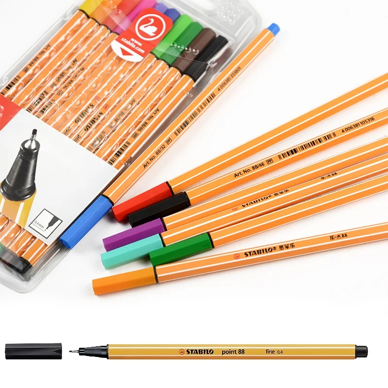 

10pcs Stabilo Point Fine Liner Pens Classic Line Width 0.4mm for Fine Writing Drawing Paint Sketching School Art Supplies H6592