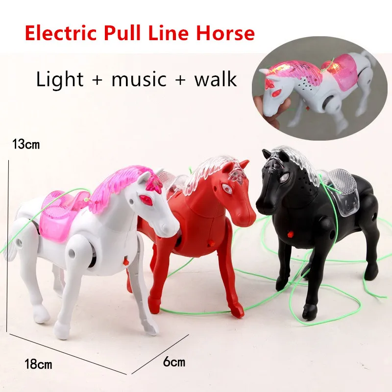 Upgrade Electric Pull Line Animal Toy Unicorn, Horse, Deer, Pig, Squirrel, Cattle And Dog,With Light + Music + Walking 5
