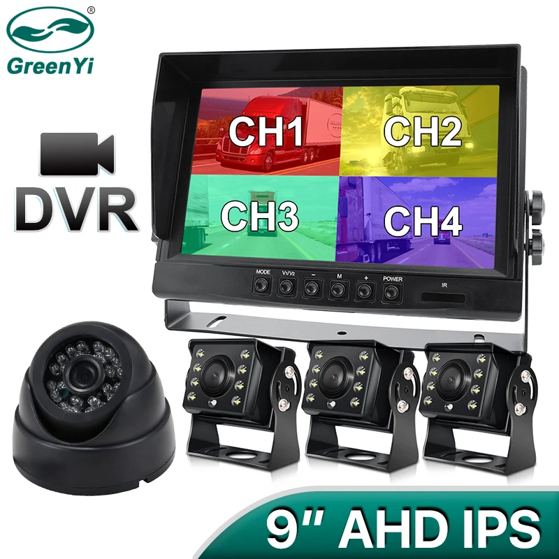 Greenyi 車の監視カメラdvrahd 9インチ 4チャンネル 車両モニター 暗視 リアビューカメラ Ipsスクリーンサポート Mp5 Aliexpress 自動車 バイク