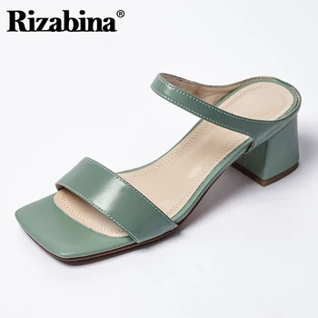 

Rizabina Women Sandals Real Leather High Heel Summer Shoes Woman Slippers Fashion Party Office Lady Sexy Footwear Size 34-39
