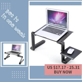 

Adjustable Aluminum Laptop Desk Ergonomic Portable TV Bed Lapdesk Tray PC Table Stand Notebook Table Desk Stand With Mouse Pad