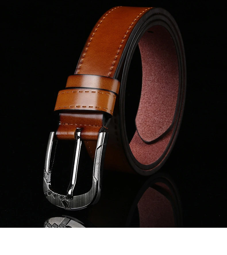 mens red belt Men's new leisure super fiber retro fashion needle buckle pants belt fish belt