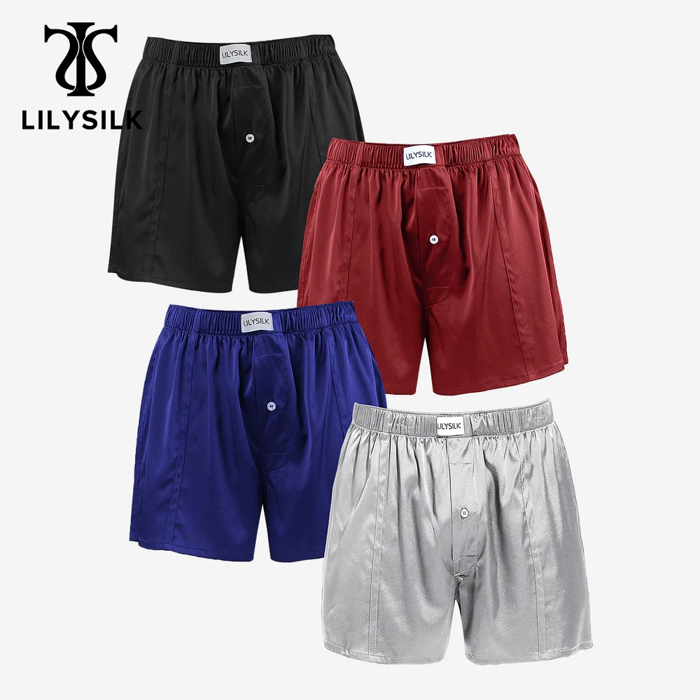 LilySilk Silk Boxer For Men 4 Pack Luxury Fitted Draping Free Shipping