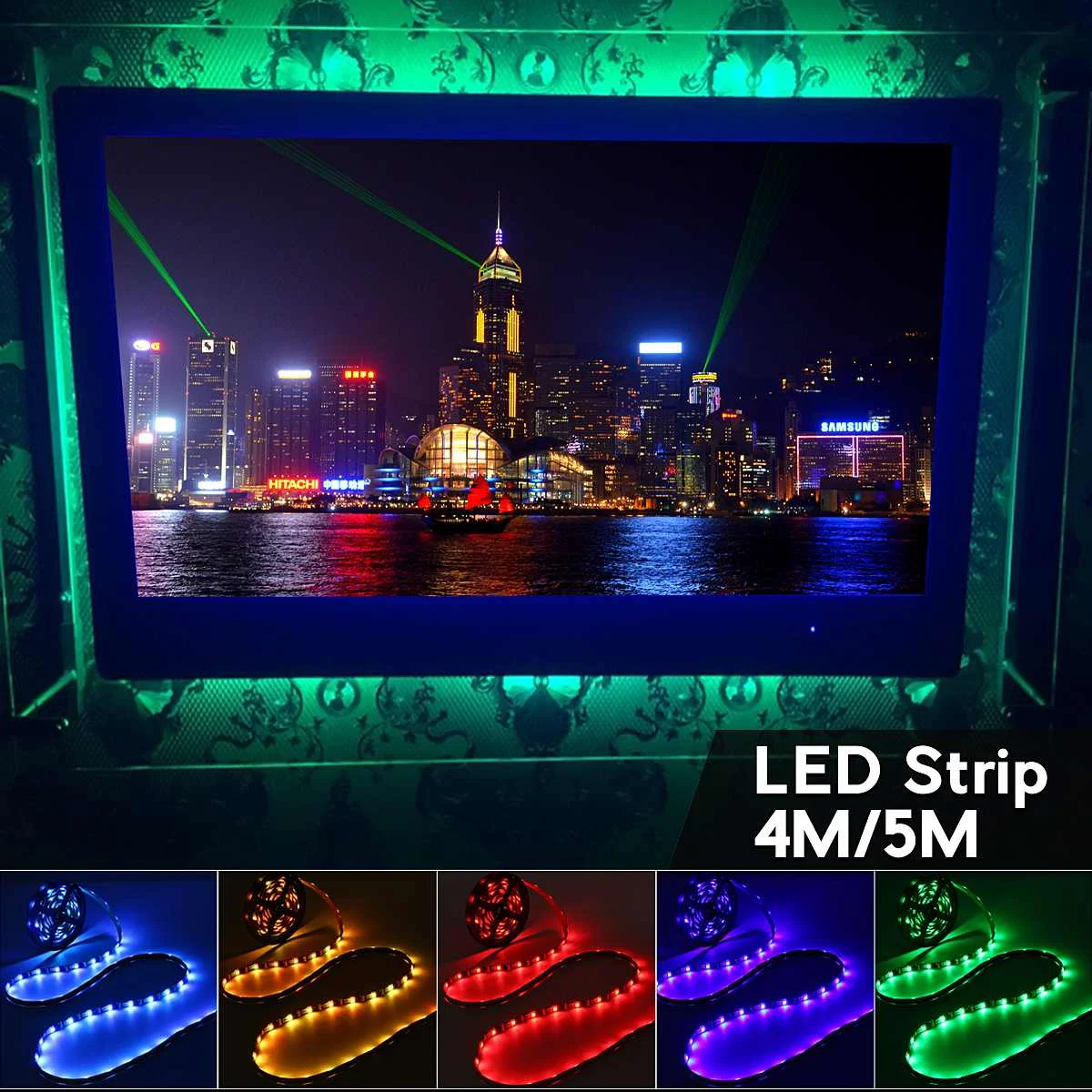 Цветная (RGB) Светодиодные ленты светильник Водонепроницаемый цветная SMD5050 DC5V 0