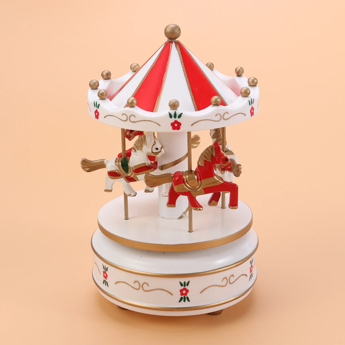 Wooden Carousel Box Wooden Decorative Desktop Musical Box Gifts 
