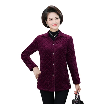 

NEW thin quilted jacket autumn winter new middle age women Gold velvet cotton-padded tops autumn winter mother coat