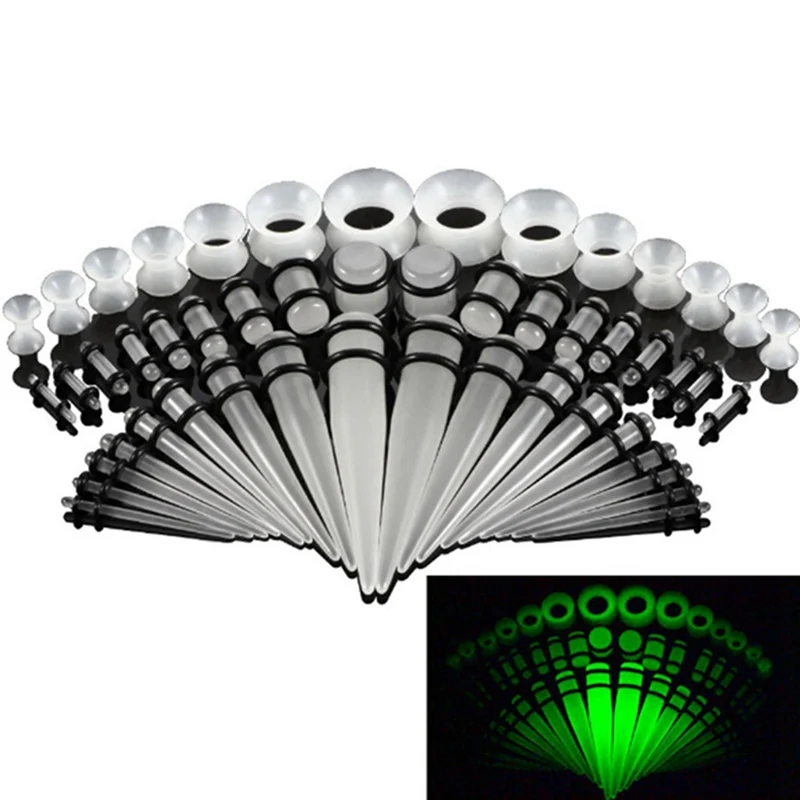 Body Piercing Jewelry 50pcs Acrylic Ear Gauge Taper And Plug Stretching Kits Mixed Color Ear Flesh Tunnel Expansion Body Piercing Jewelry