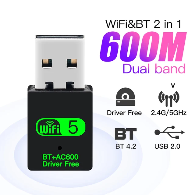 Poort Burger knal 600Mbps USB WiFi Adapter WiFi Bluetooth compatible 2in1 Dual Band 2.4G&5GHz USB  WiFi Network Wireless Wlan Receiver DRIVER FREE|Network Cards| - AliExpress