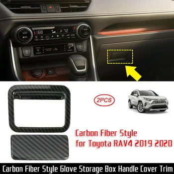 

Accessories New Carbon Fiber Style Glove Storage Box Handle Cover Trim ABS Material For Toyota RAV4 2019-2020